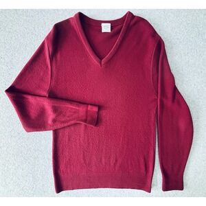 Pierre Cardin Vintage Long Sleeve Jumper Sweater - Maroon - Men's Large V Neck